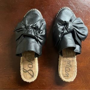 Sam Edelman Black Bow Espadrille Slide Sandals